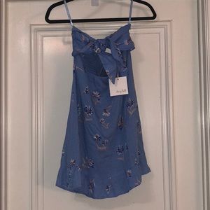 Blue Patterned Dress with Tie in Front